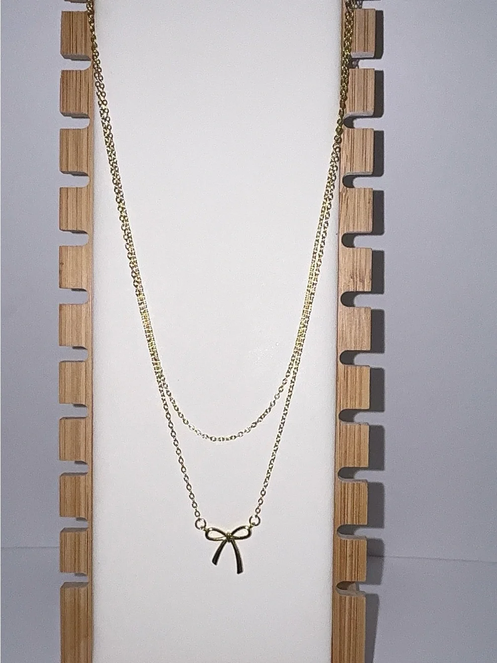 14K Gold Plated Layered Bow Necklace | Dainty Coquette Charm
